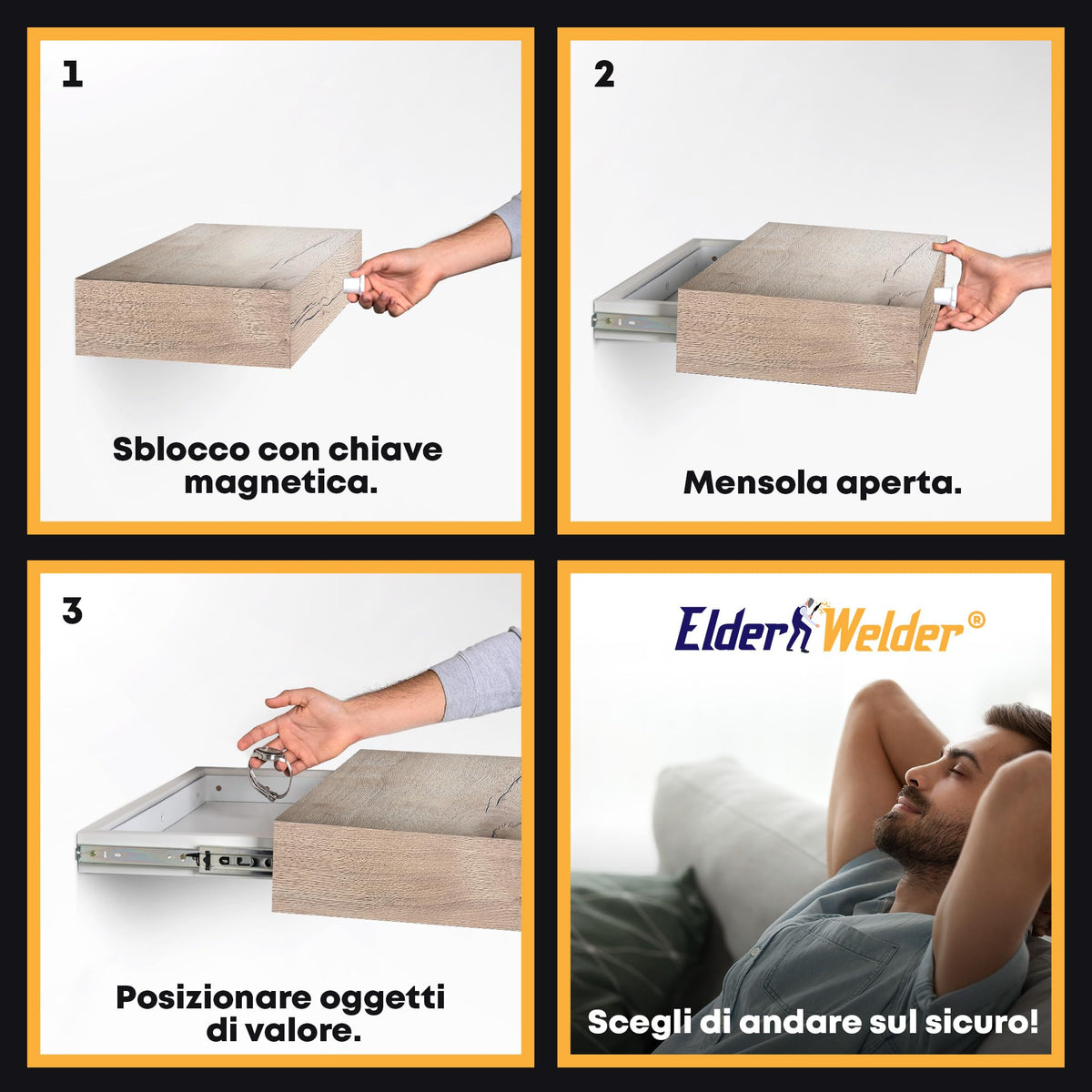 Mensola con scomparto segreto rovere Halifax – immagine 2