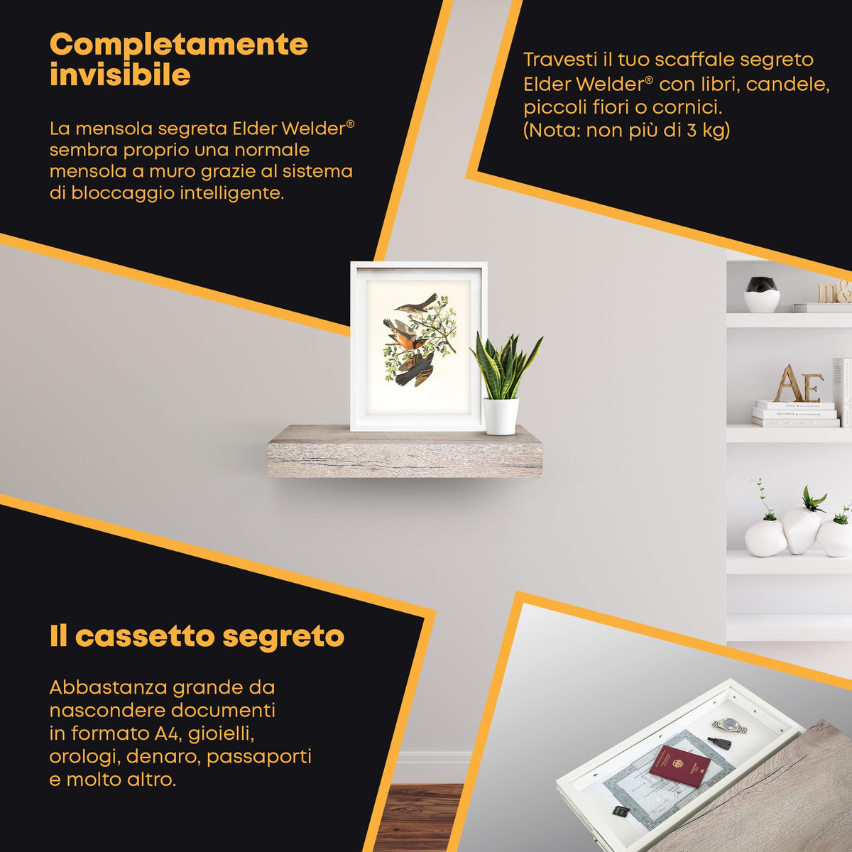 Mensola con scomparto segreto rovere Halifax – immagine 4