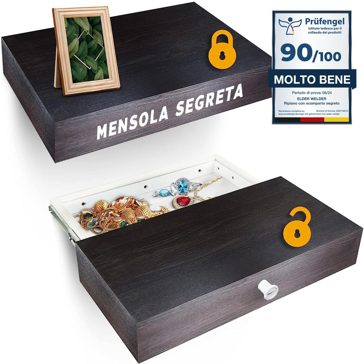 Mensola con scomparto segreto wengé – immagine 1