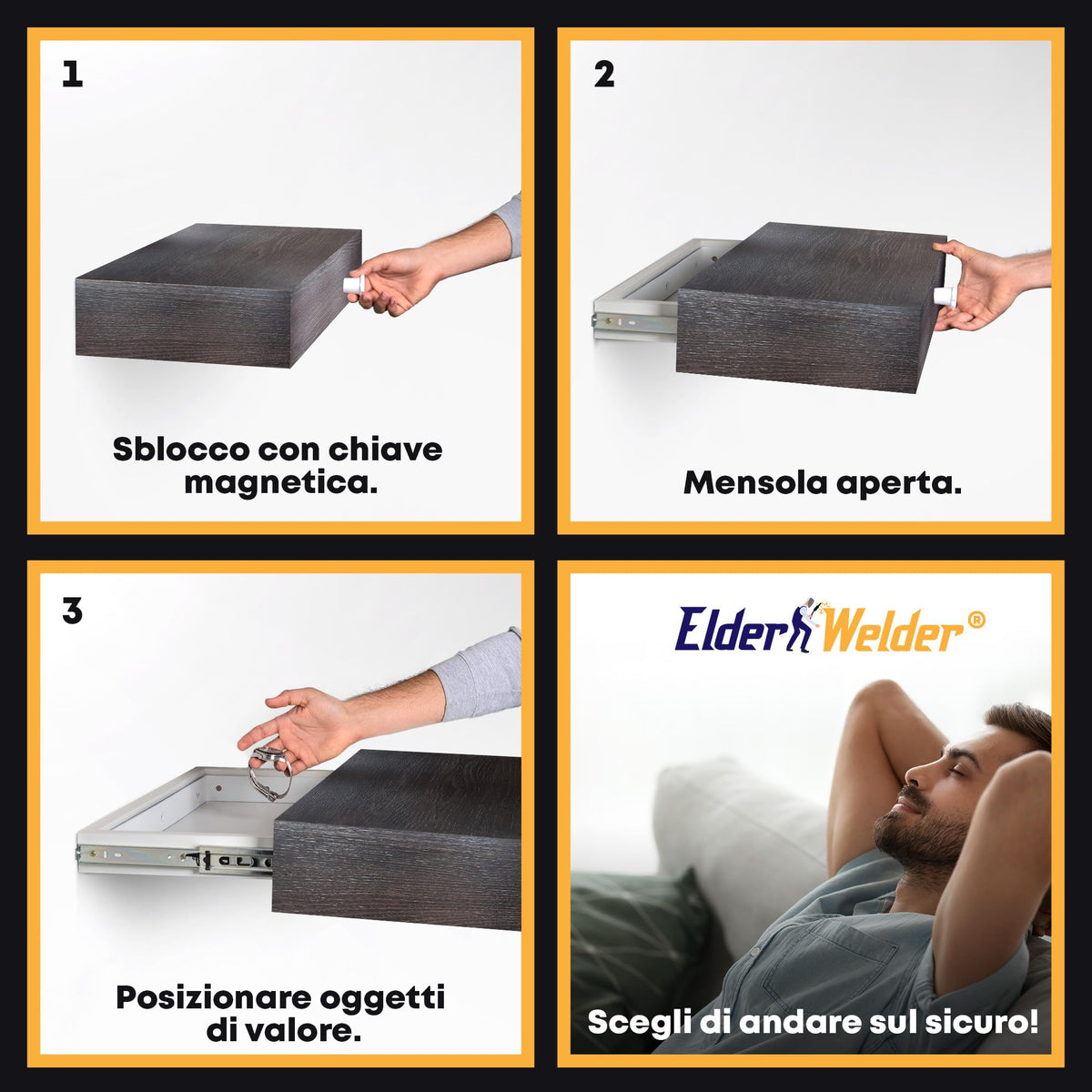 Mensola con scomparto segreto wengé – immagine 2