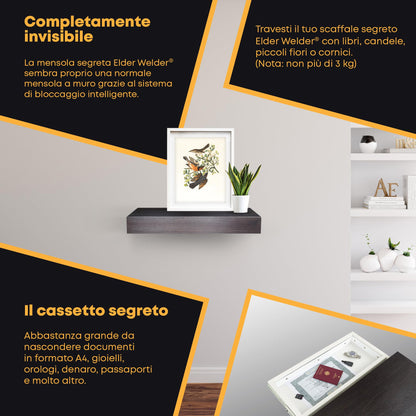 Mensola con scomparto segreto wengé – immagine 4