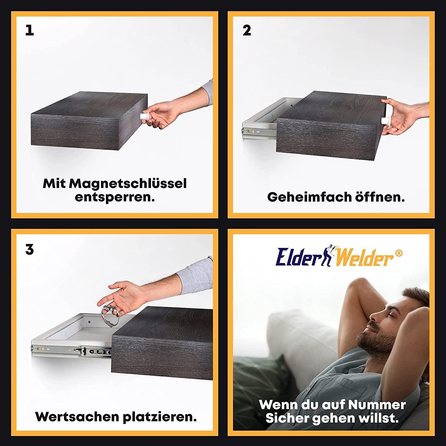 Wandregal mit Geheimfach (Wenge)